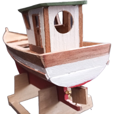 Maqueta Artesanal Embarcación Pesca Chilote Madera Mañío